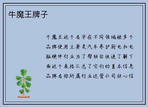 牛魔王牌子